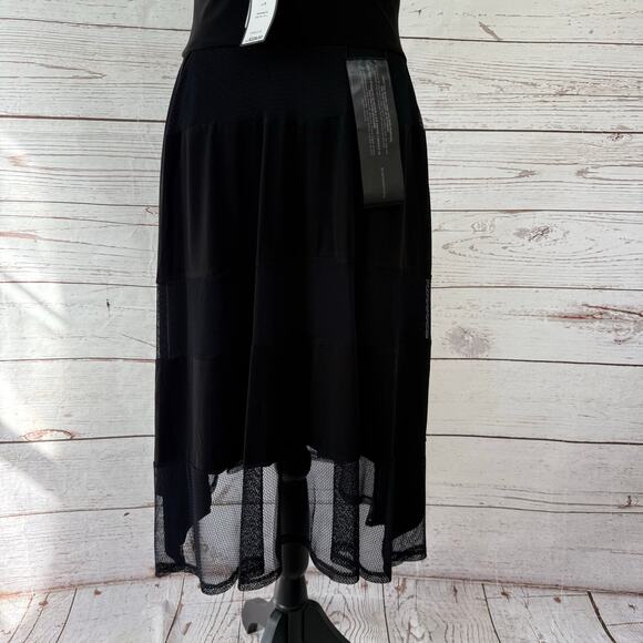 BCBGMAXAZRIA New Mesh & Jersey Crossover Dress Black Combo Size Small - Picture 14 of 14